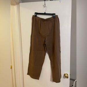 Hot Cotton long brown Cotton/linen pants, Large petite NWT